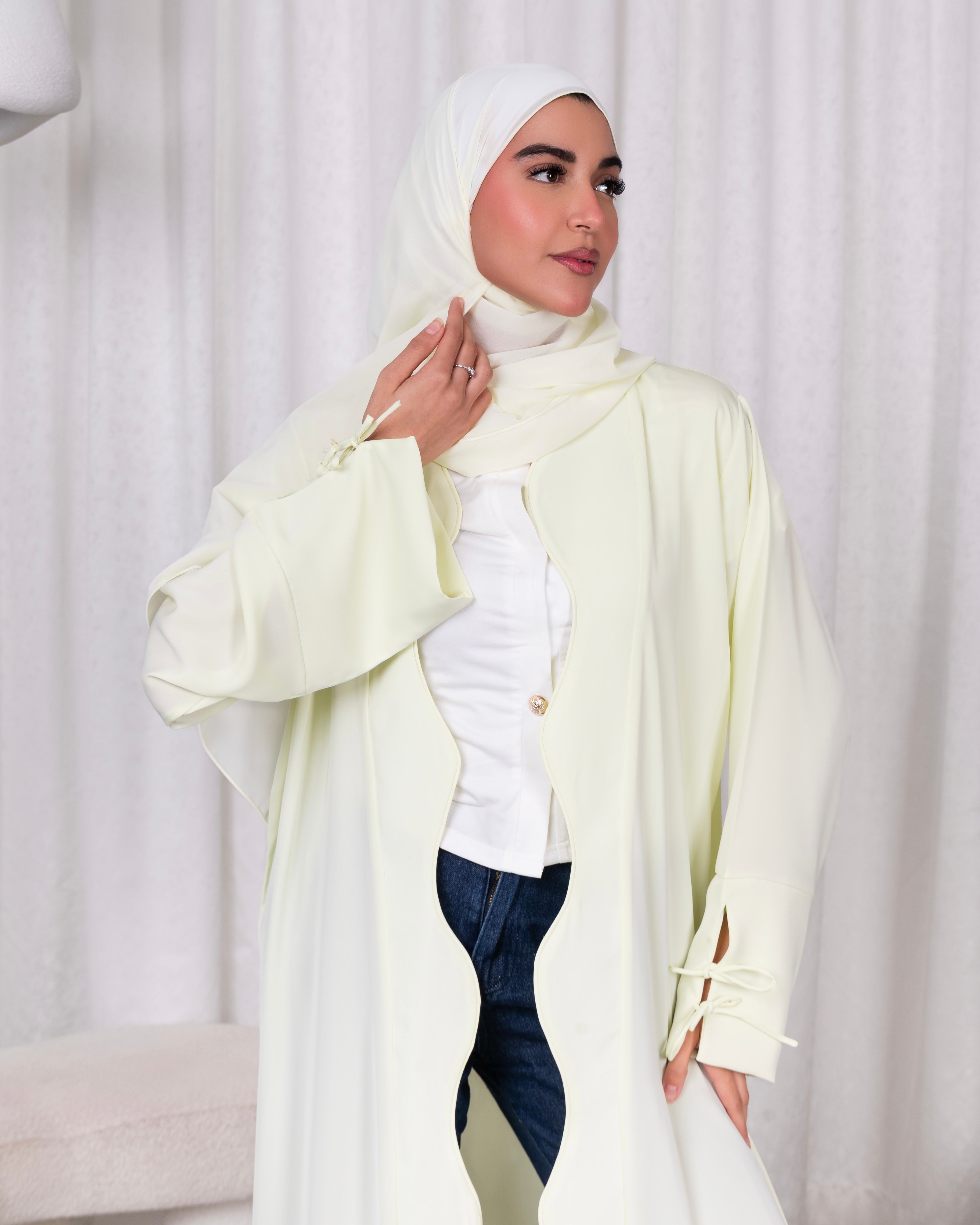 Lina Pastel Yellow Abaya