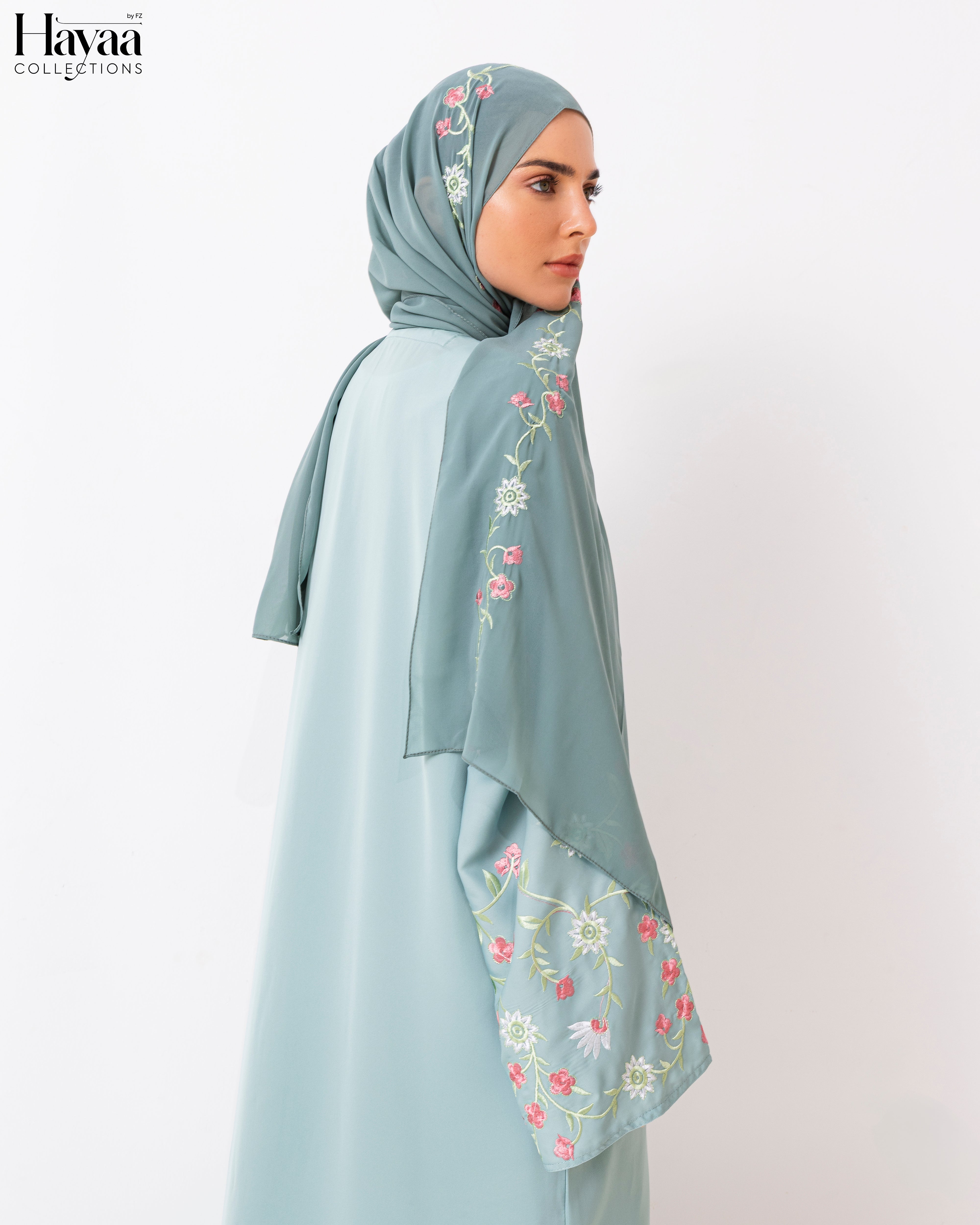 Jenan Sage Green Abaya with Pockets
