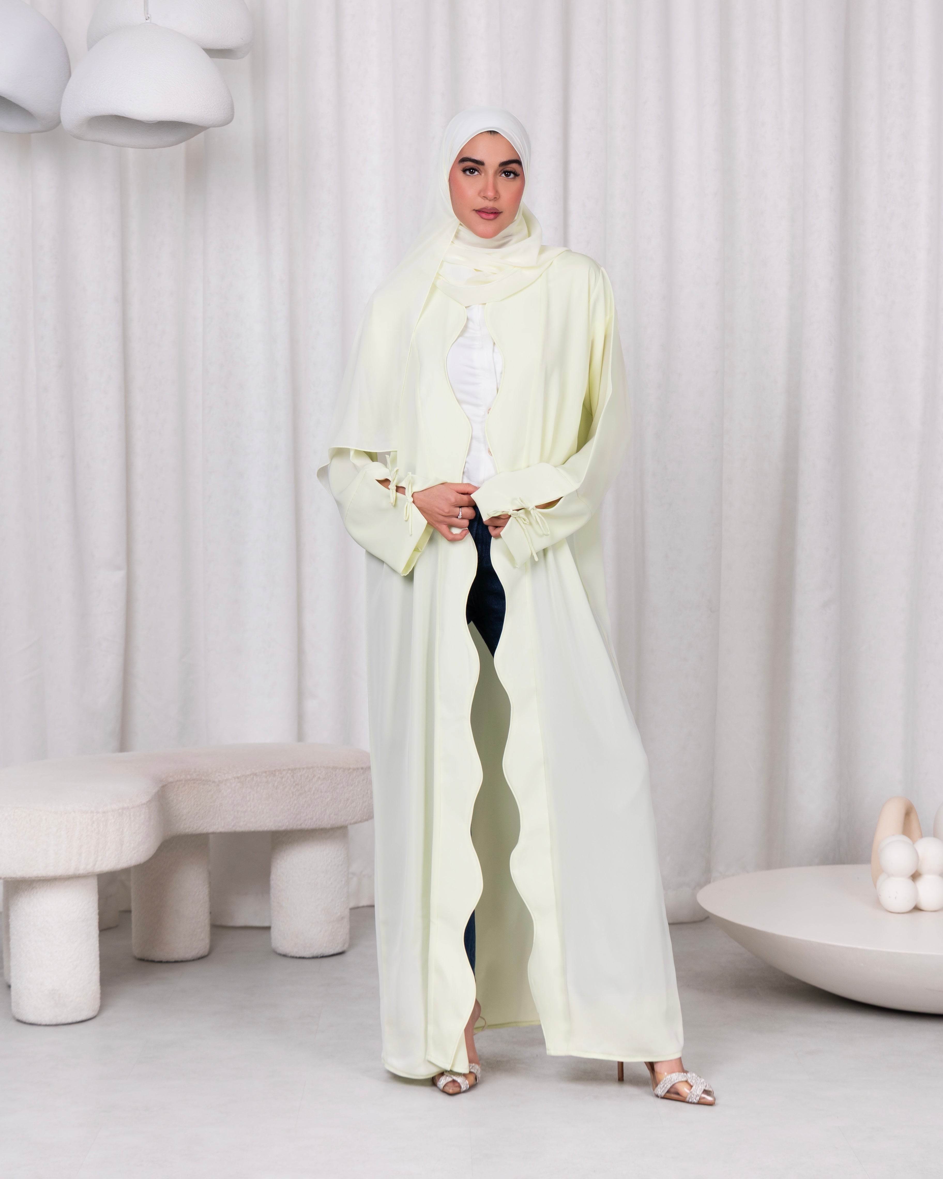 Lina Pastel Yellow Abaya