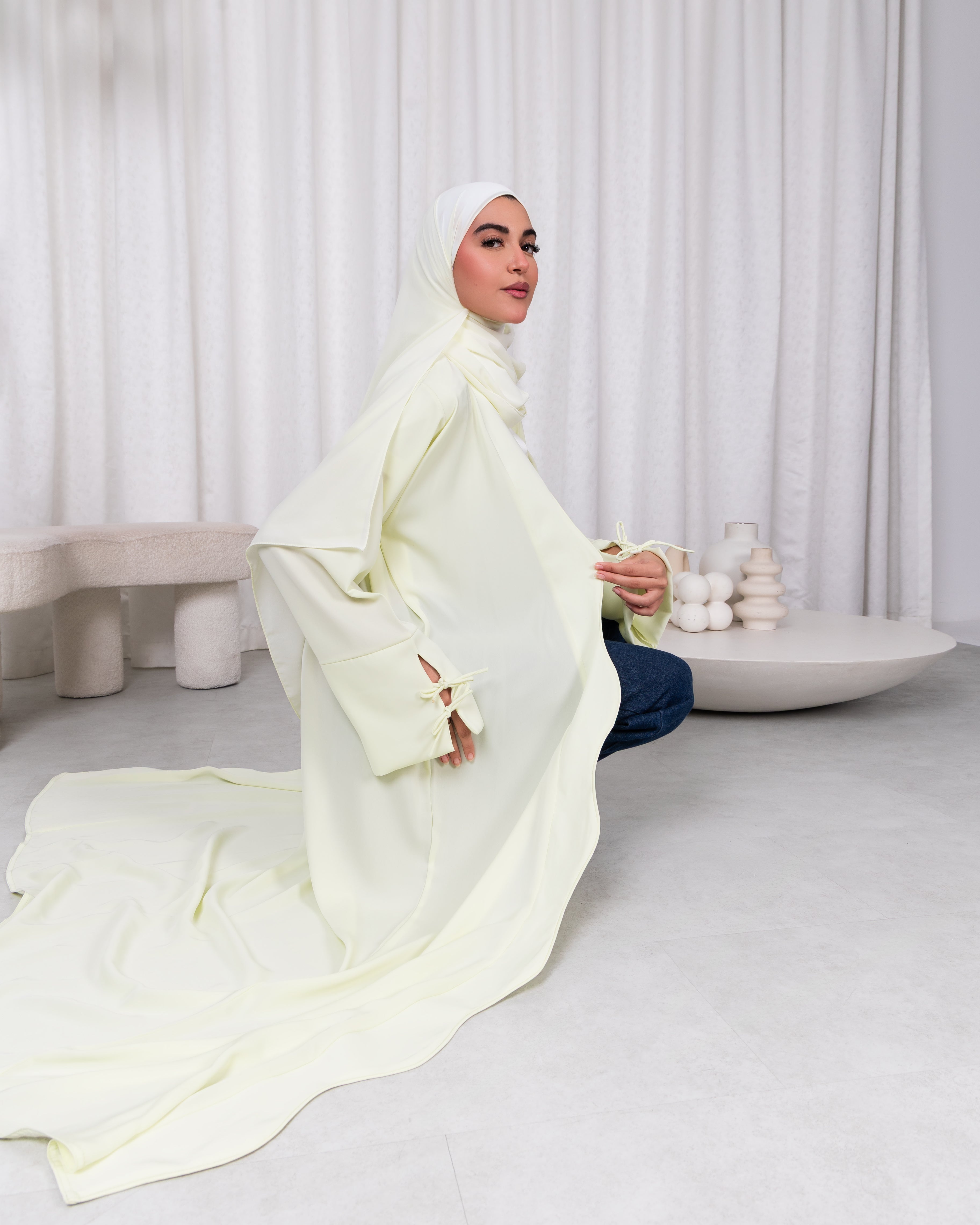 Lina Pastel Yellow Abaya