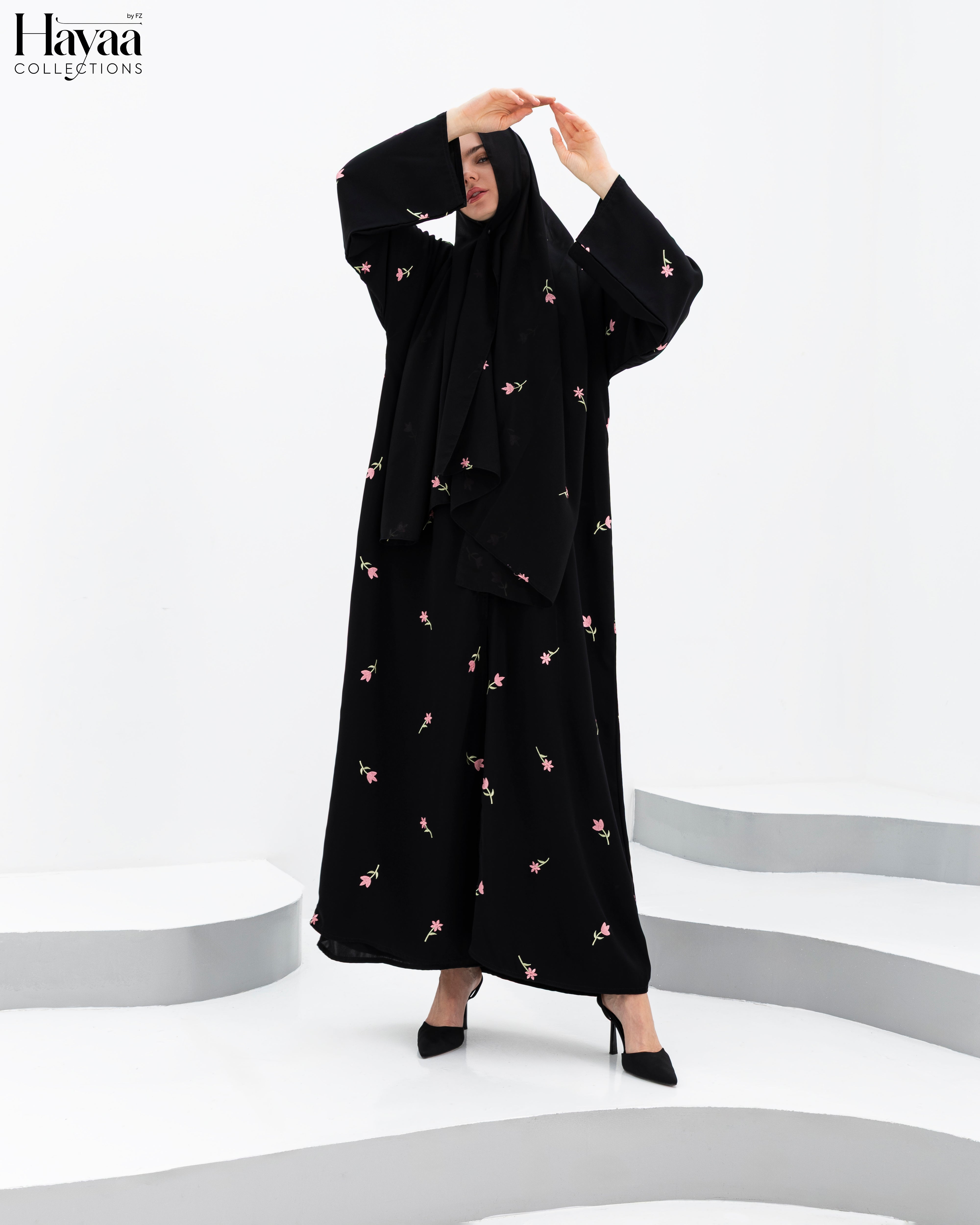 Dalia Black Embroidered Abaya