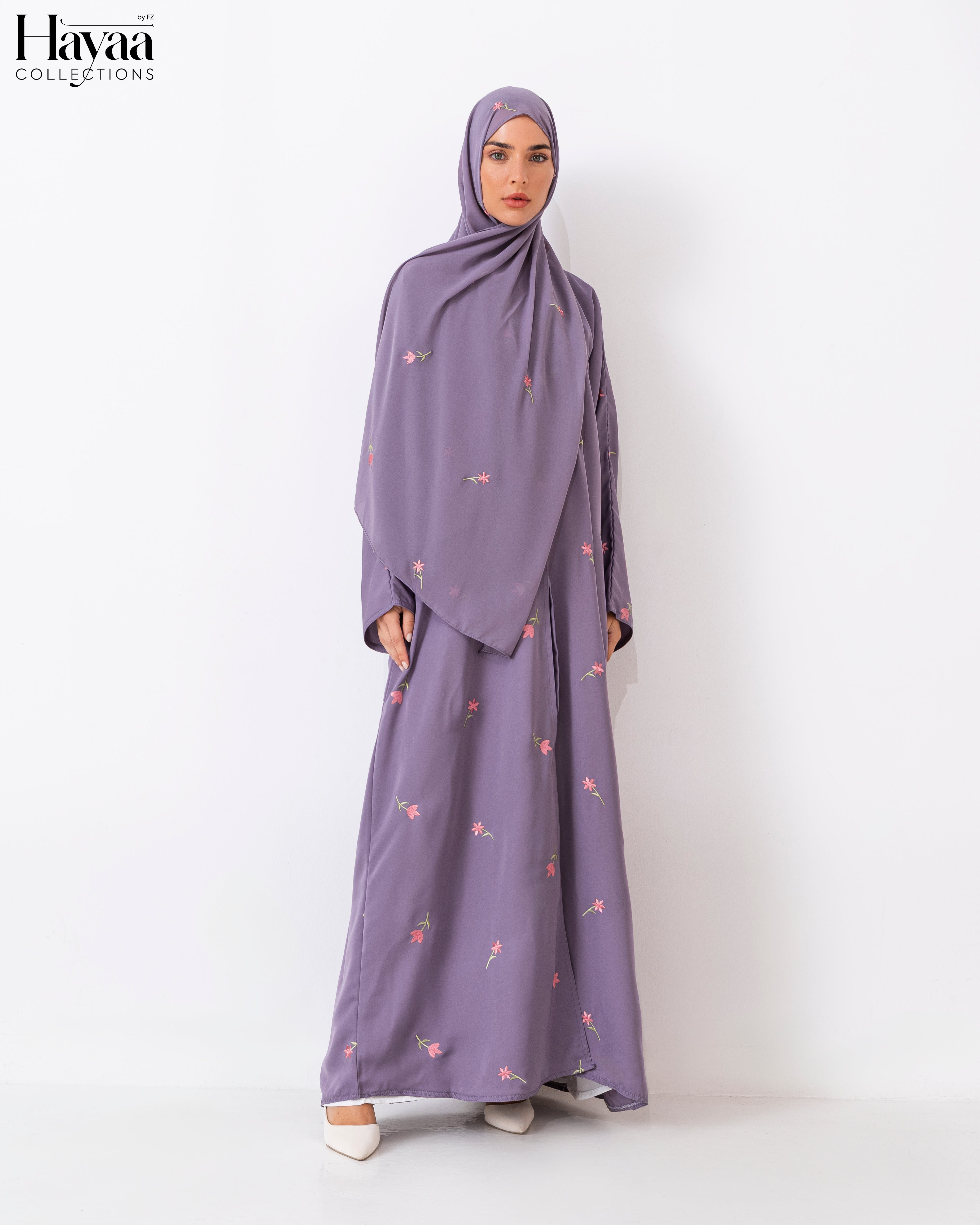 Dalia Lavender Embroidered Abaya
