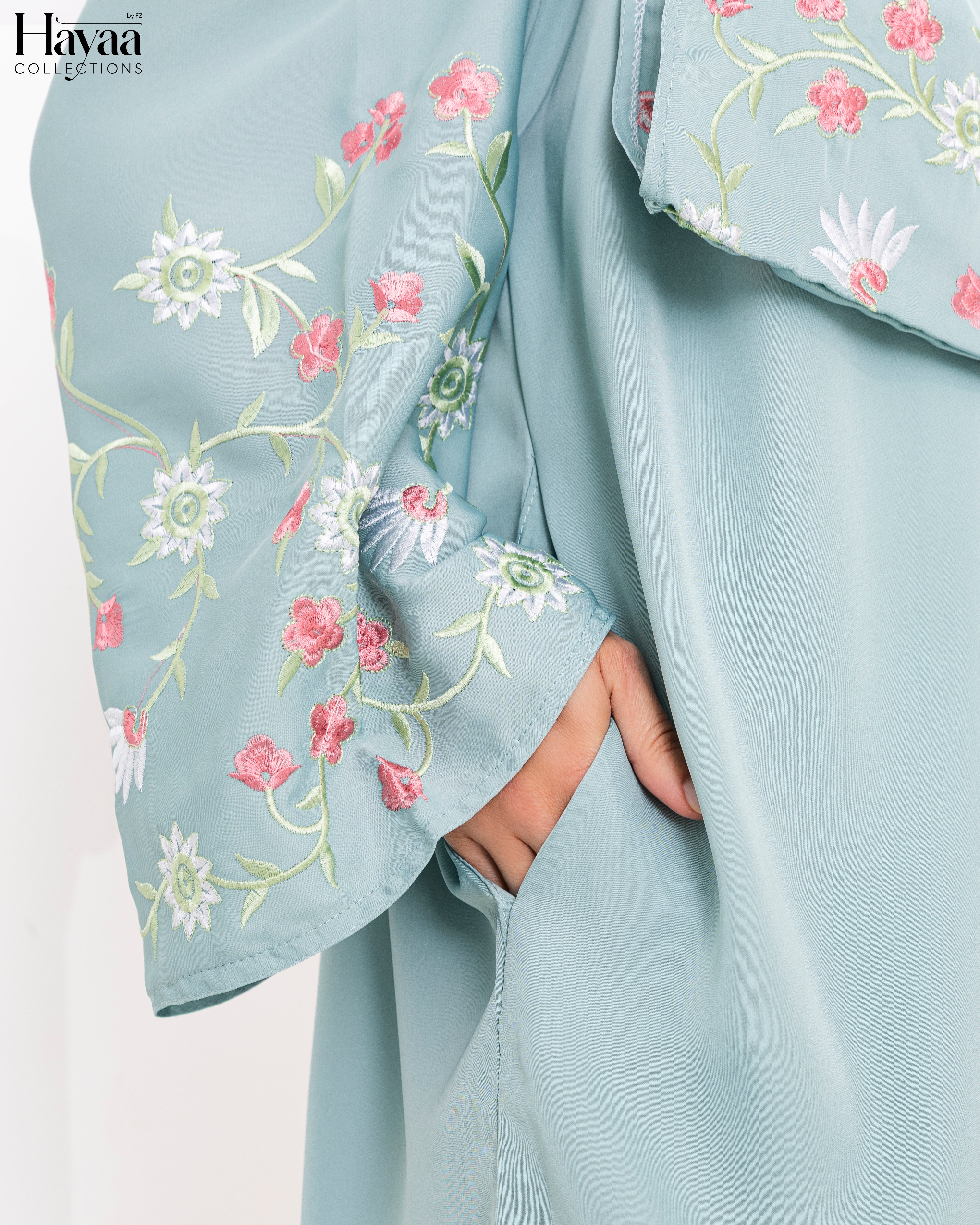 Jenan Sage Green Abaya with Pockets