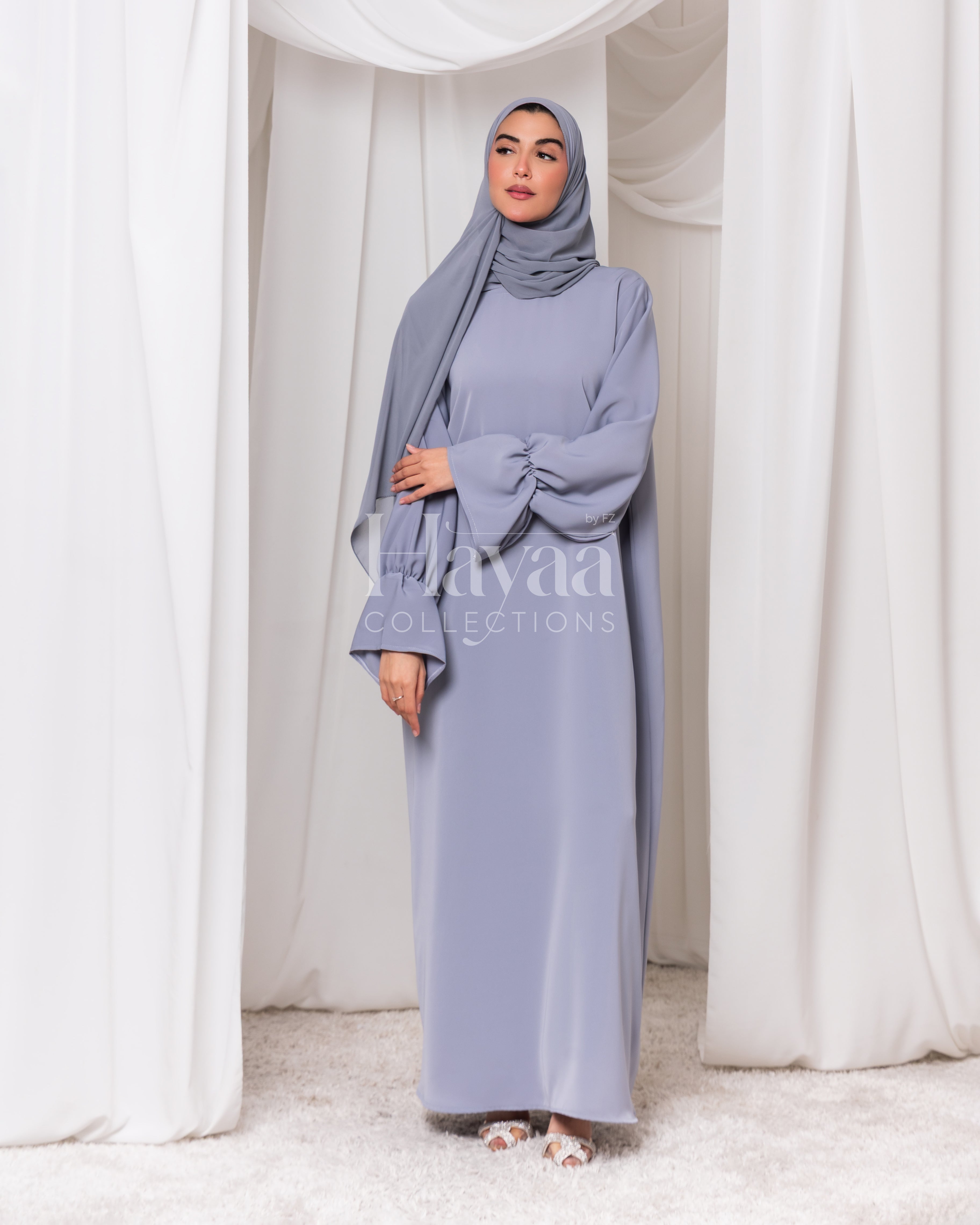 Fatima Gray Closed Abaya With Pockets