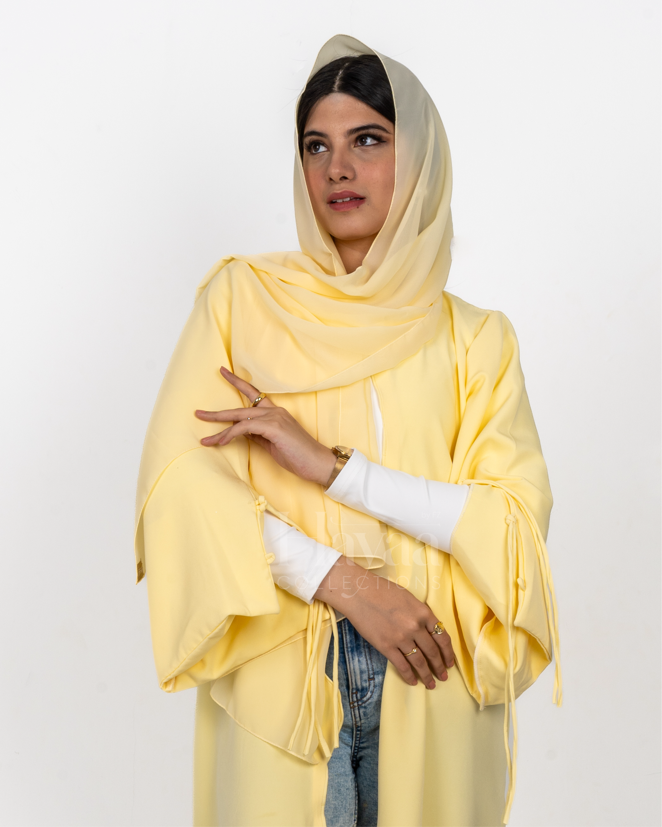 Lina Pastel Yellow Abaya