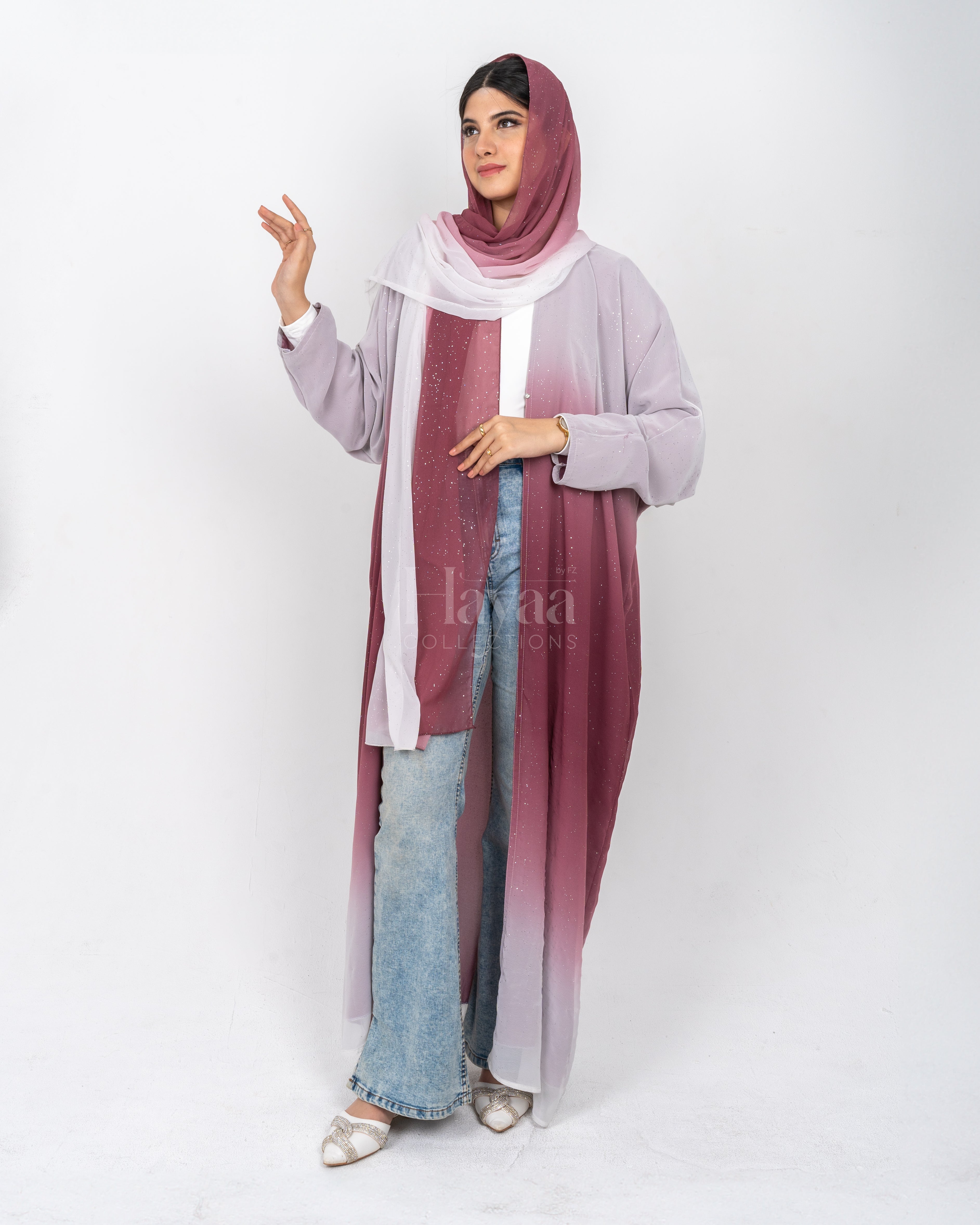 Sarina Dusky Pink Ombre Abaya