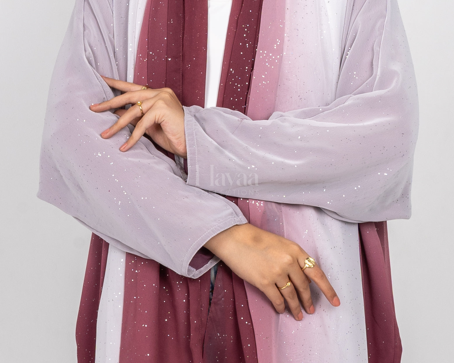 Sarina Dusky Pink Ombre Abaya close up