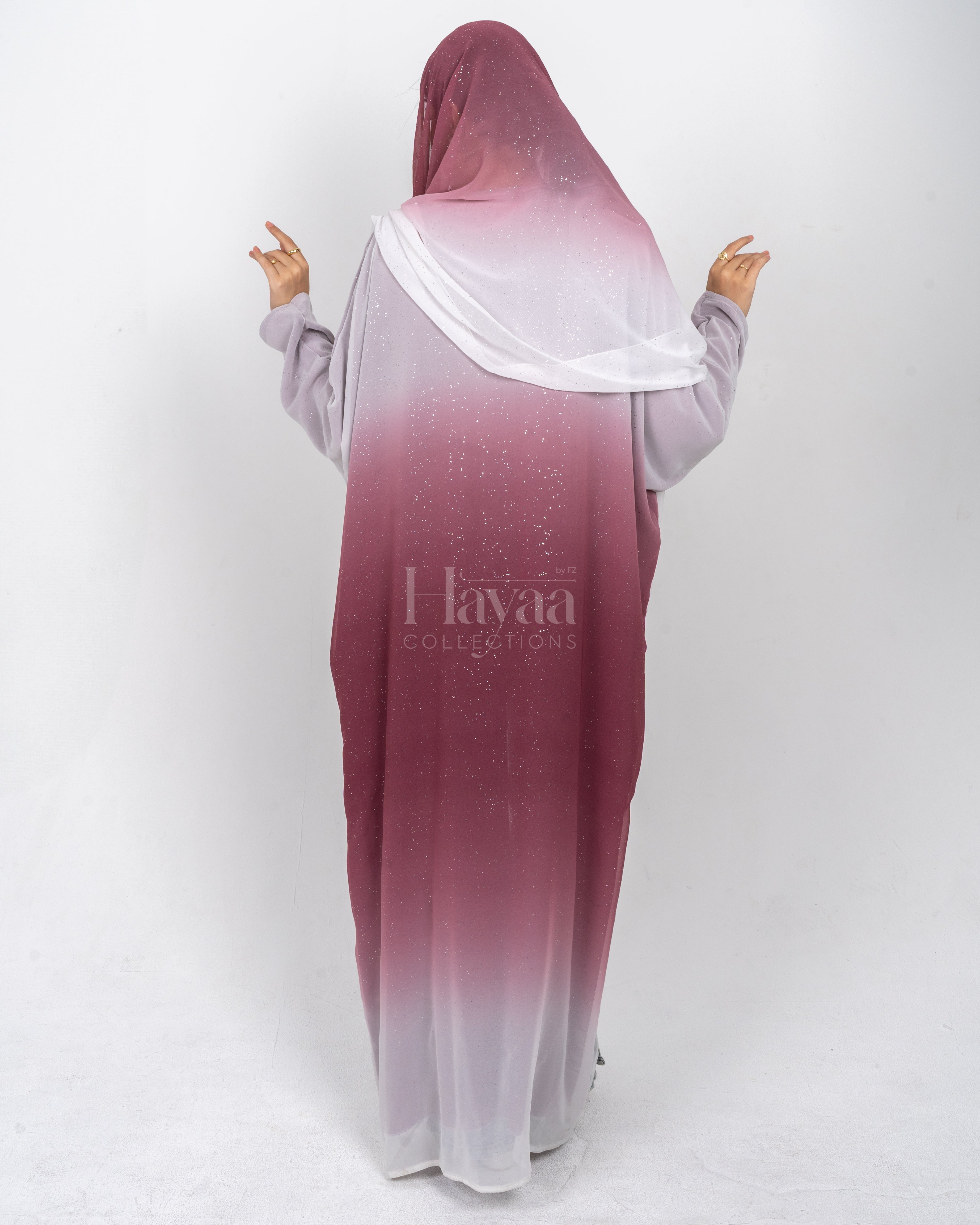 Sarina Dusky Pink Ombre Abaya back