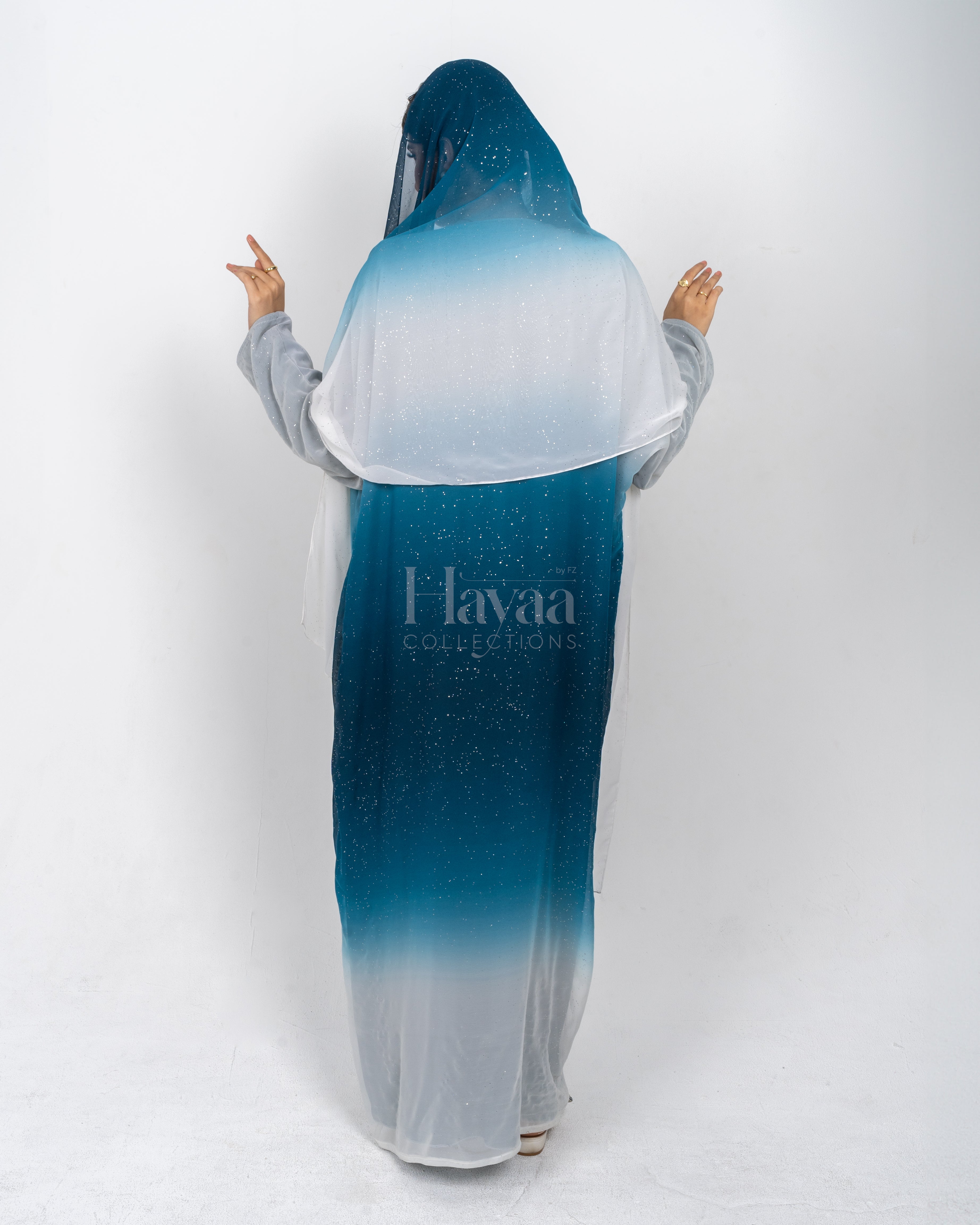 Sarina Ocean Blue Ombre Abaya back