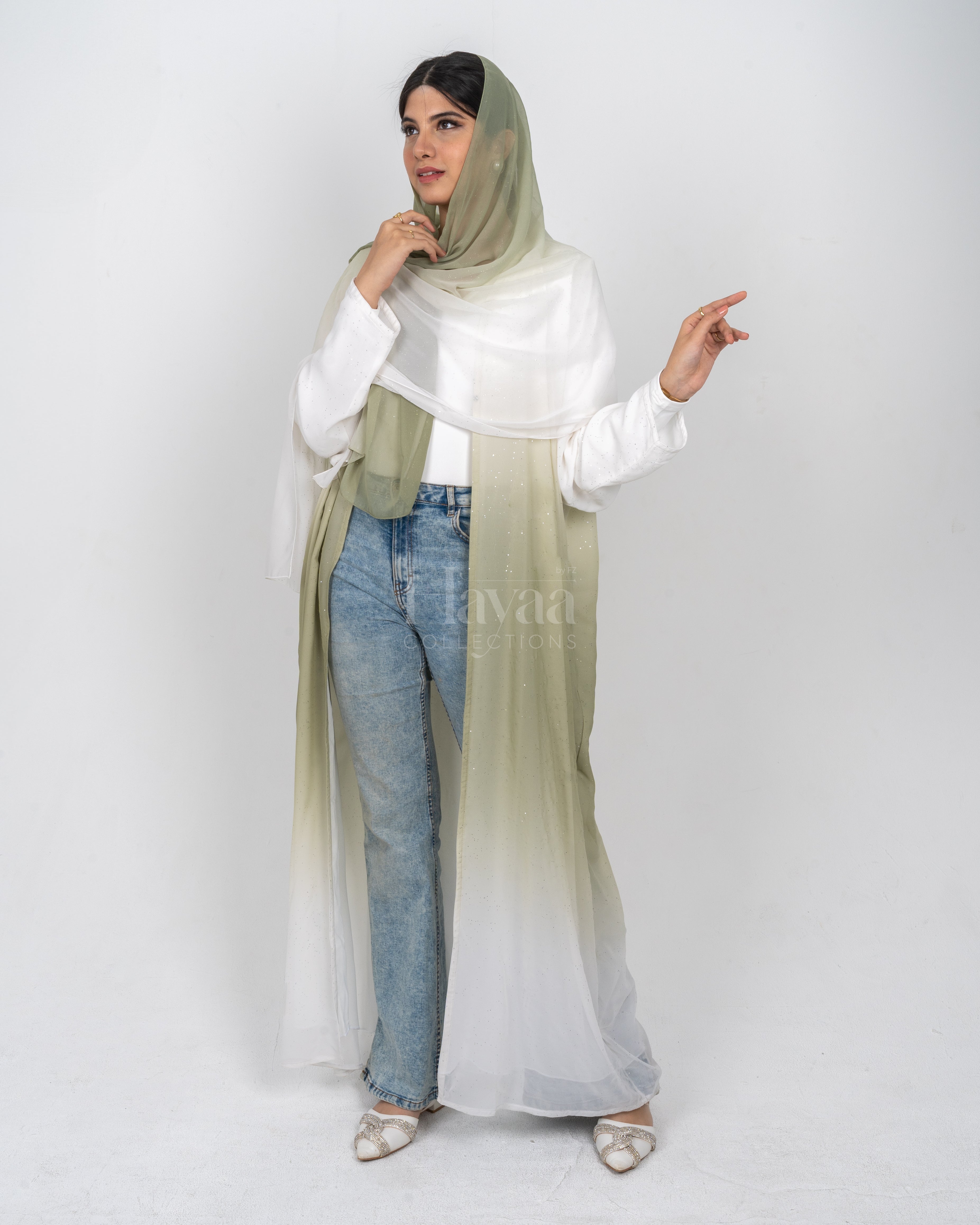 Sarina Soft Green Ombre Abaya