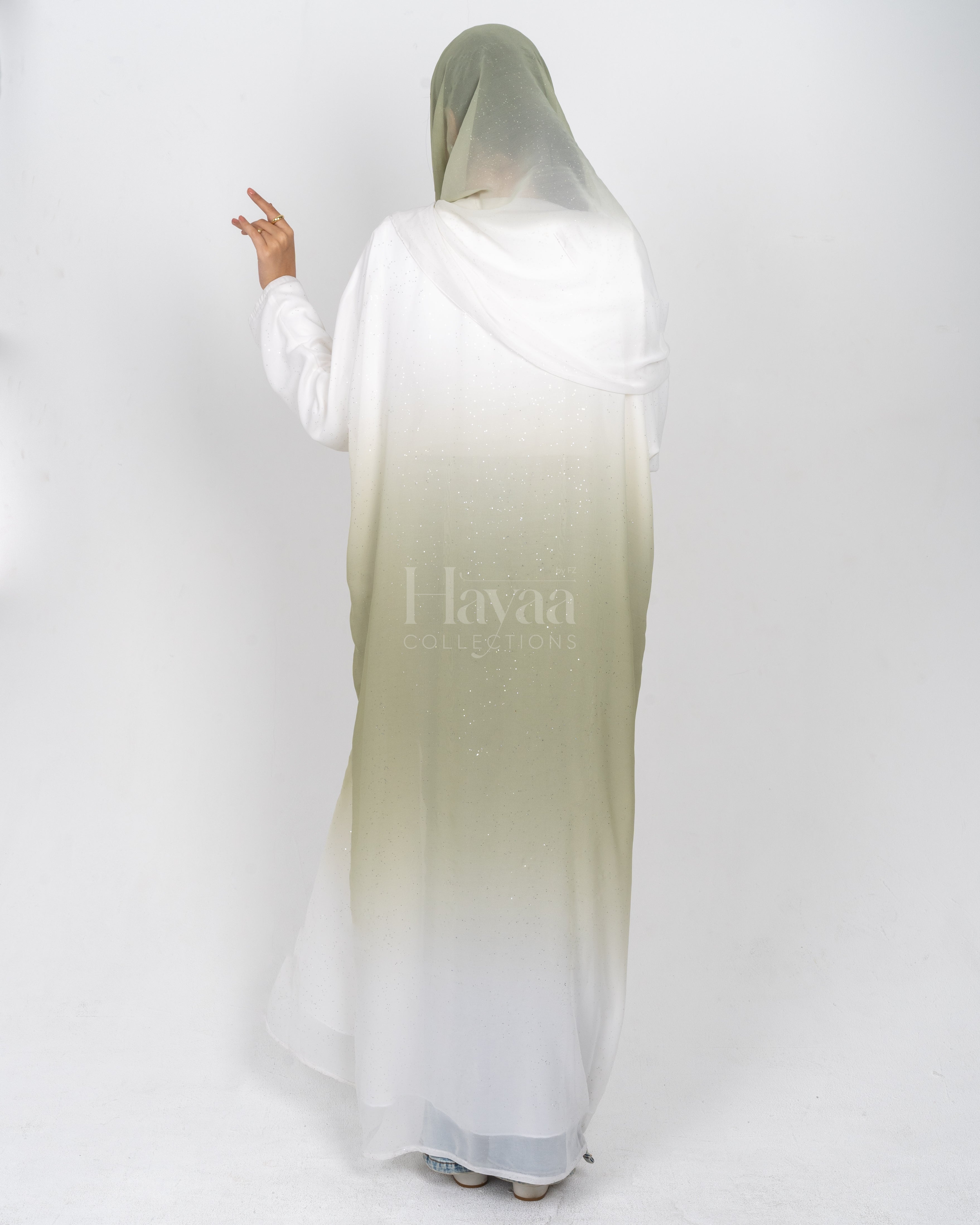 Sarina Soft Green Ombre Abaya back