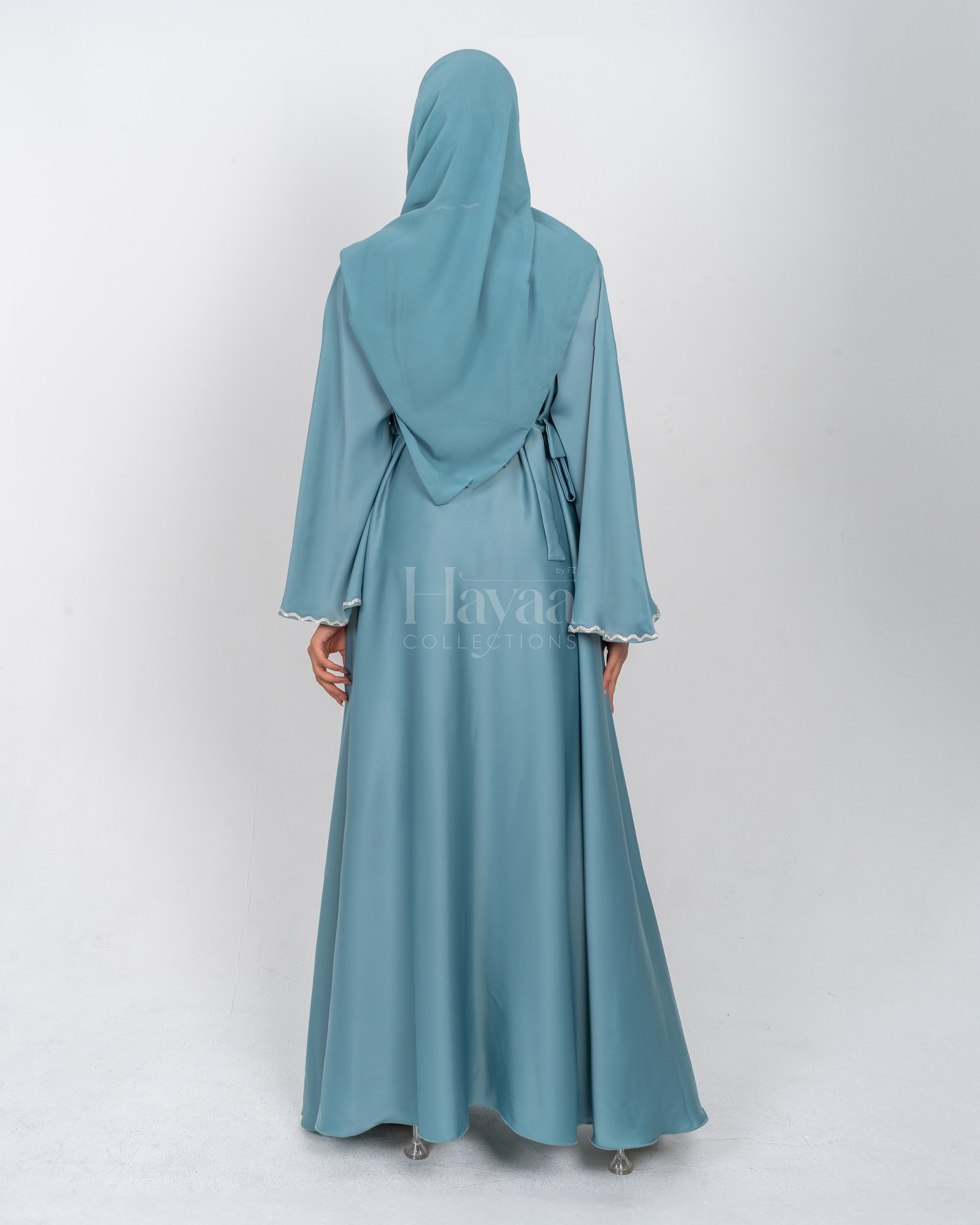 Barakah Teal Abaya back view