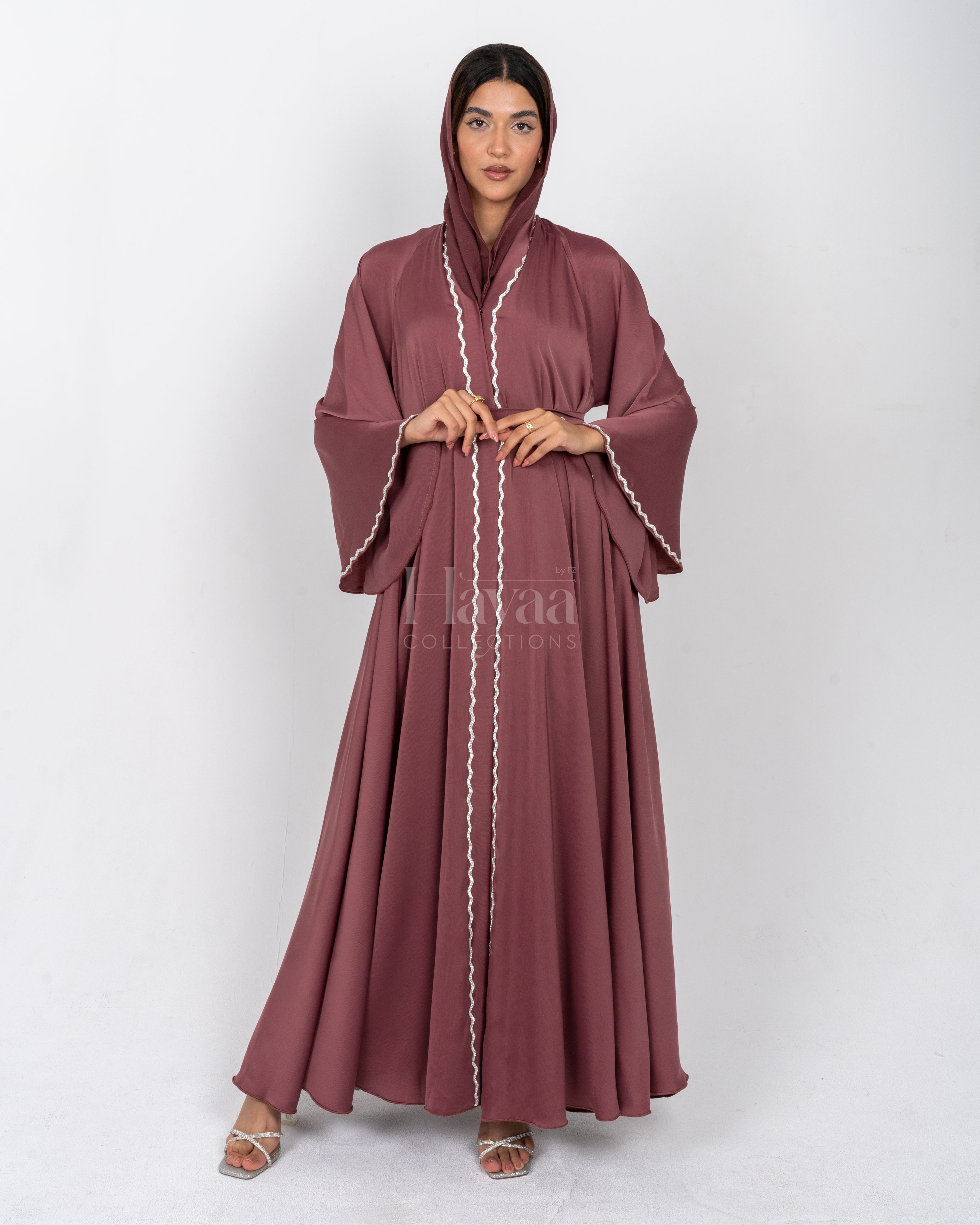 Barakah Pink Abaya front view