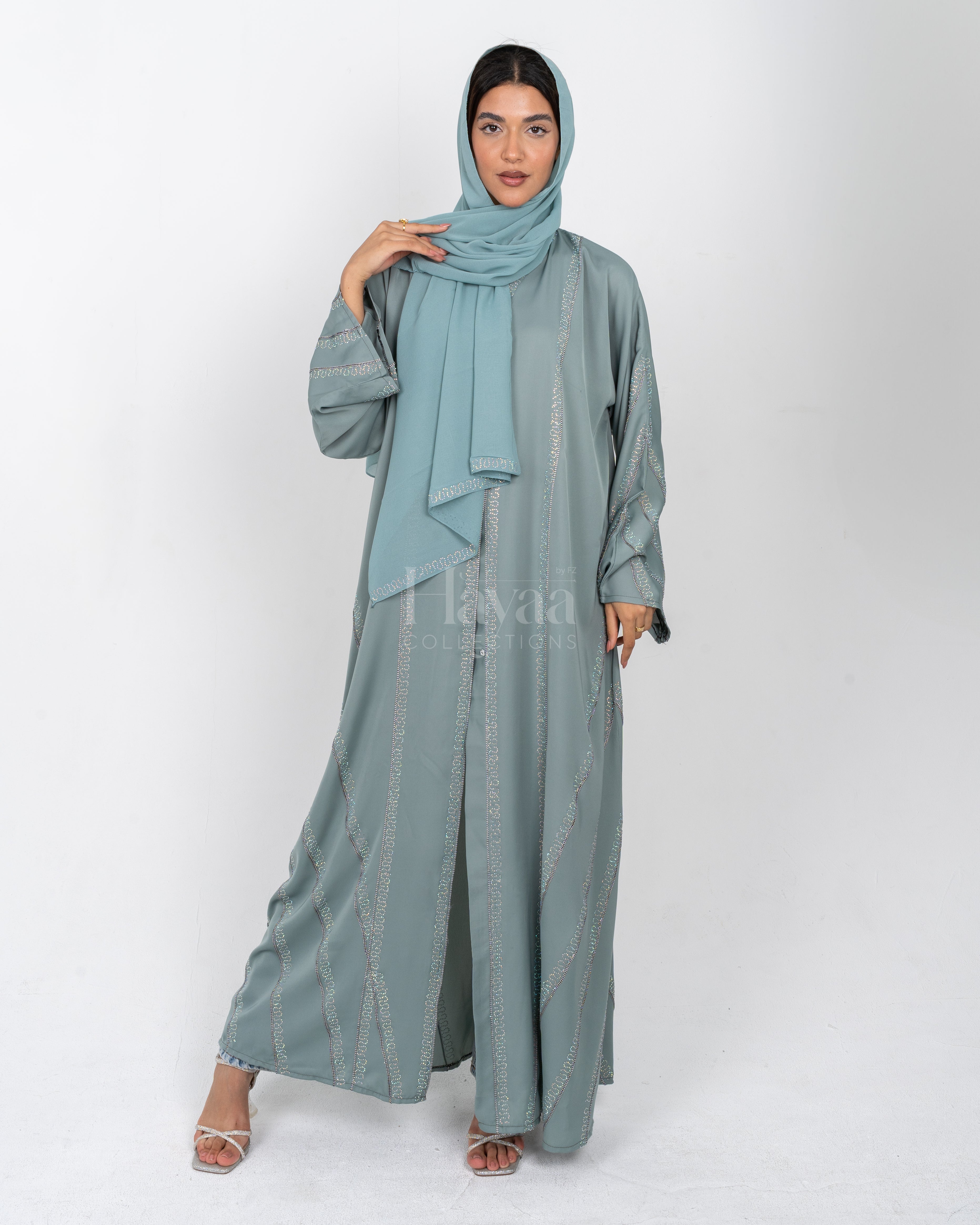 Zahwa Teal Green Closed Abaya