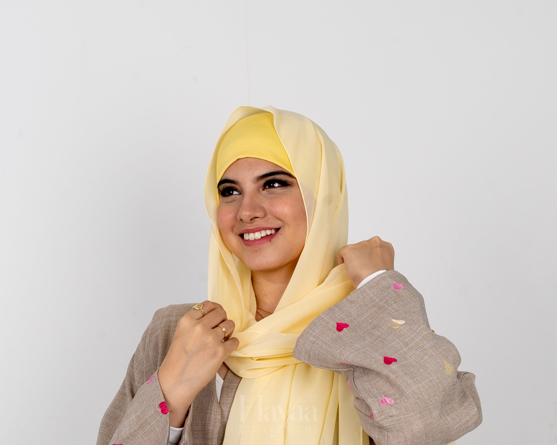 Yellow Chiffon Hijab, Front view