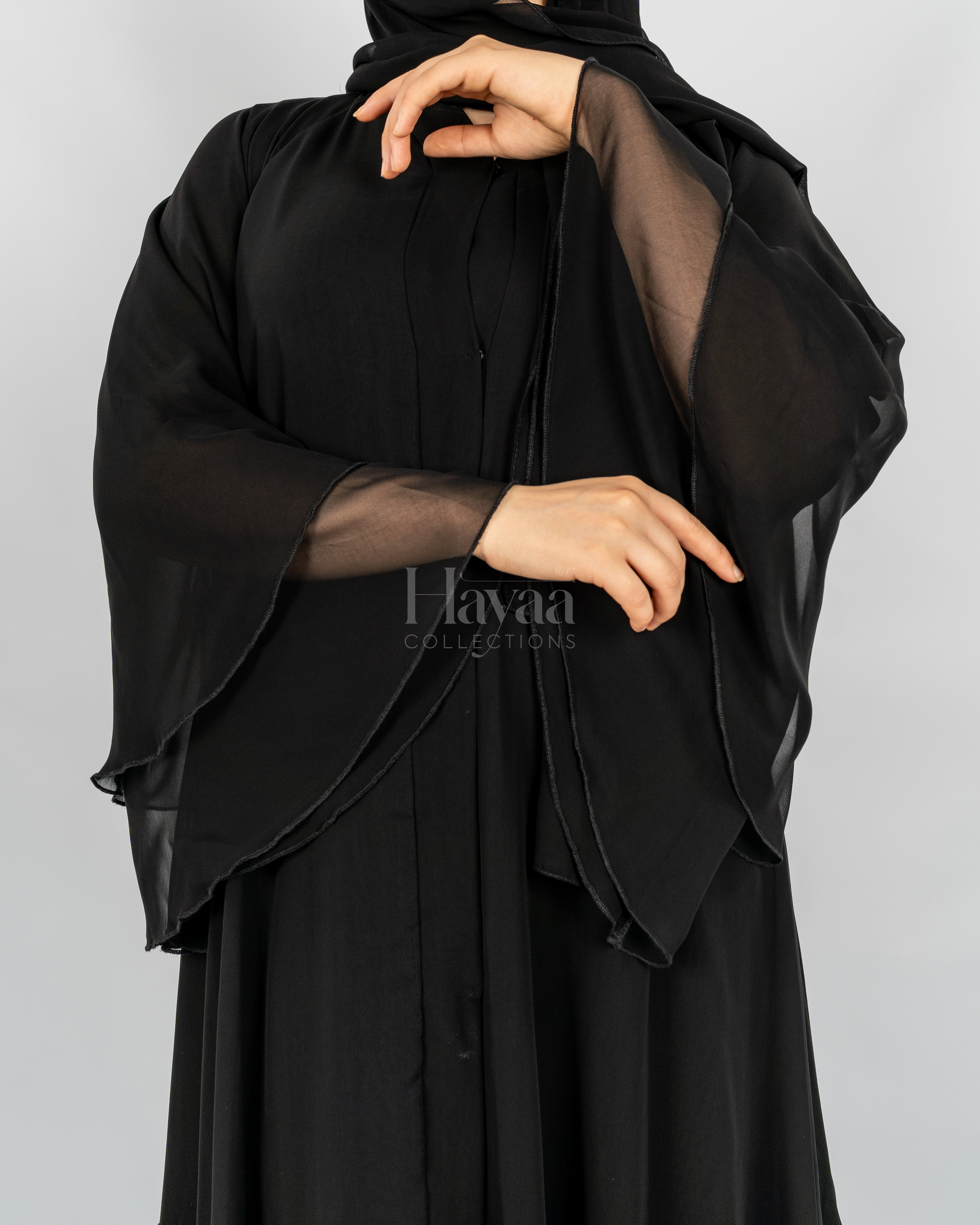 Amani Black Three-Layered Abaya