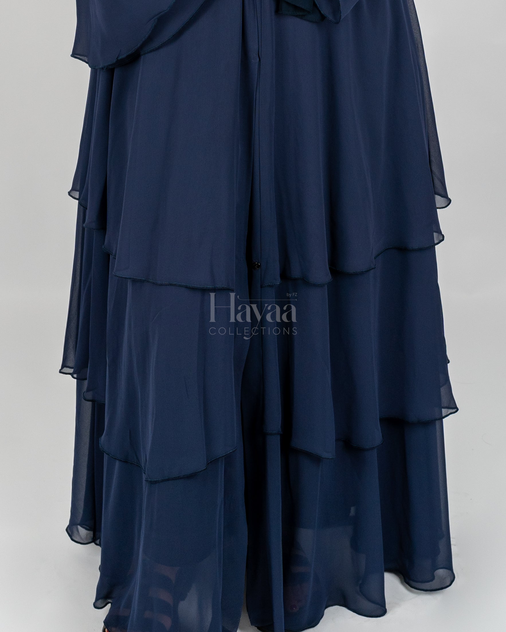 Amani Dark Blue Three-Layered Abaya