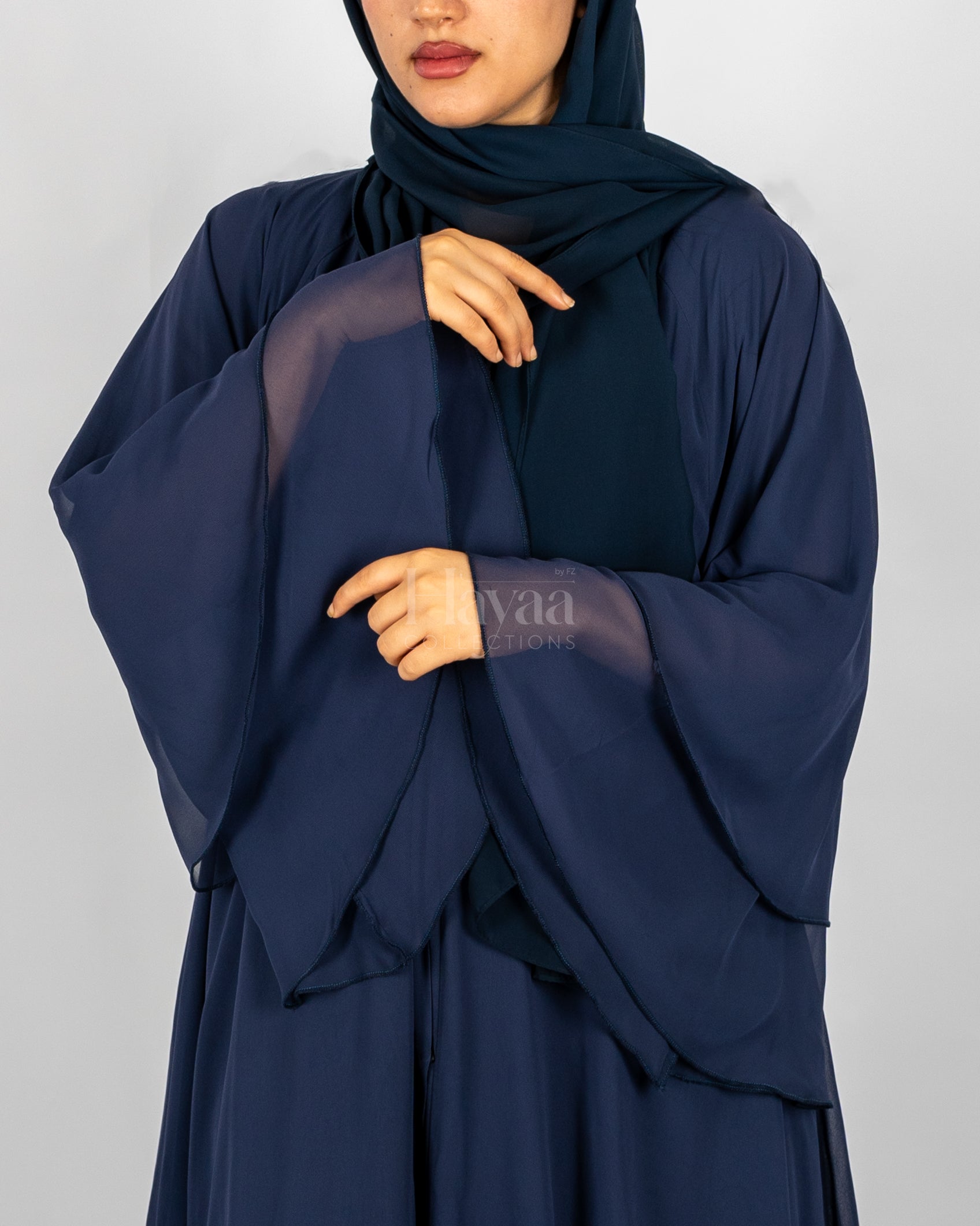 Amani Dark Blue Three-Layered Abaya